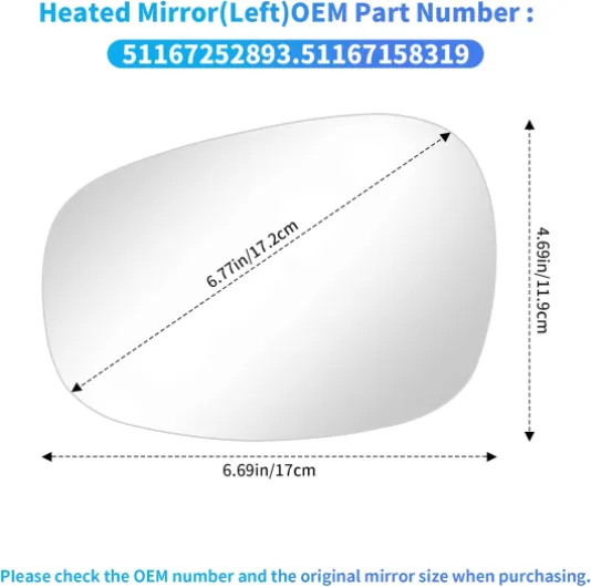 Mingke Verre de Rétroviseur Gauche Compatible BMW 1Serie E81 E87 2010-2011,E82 E88 2010-2013,3Serie E90 E91 2008-2011,E92 E93 2009-2013,Glace Retroviseur Exterieur avec Chauffant et Plaque de Support Conducteur(09-12)