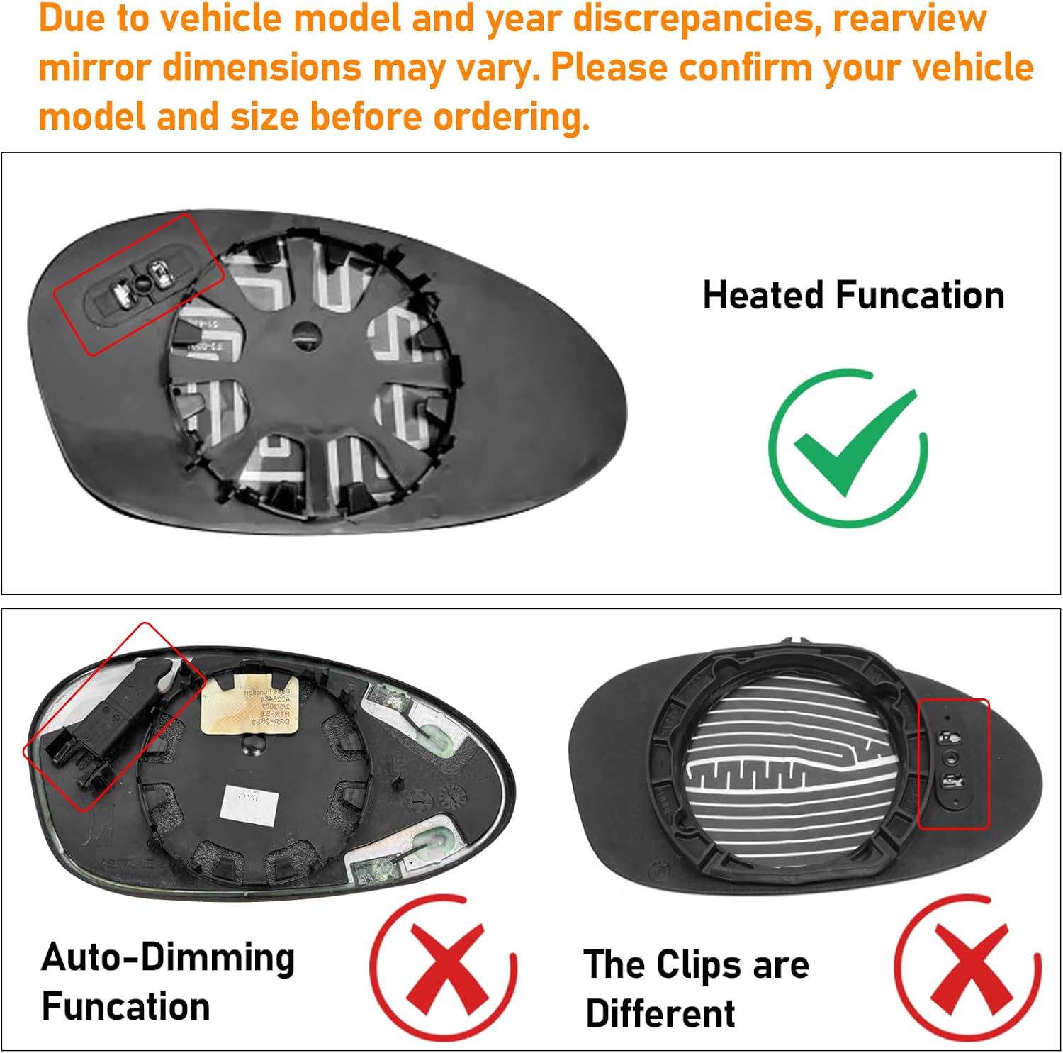 1PCS Verre Rétroviseur Gauche Compatible avec BMW Série 3 E90 E91 E92 E93 Pre-Facelift 2005-2008 Vitre Retroviseur Chauffant Série 1 E81 E87 2005-2008 Verre Miroir 05-08 Gauche