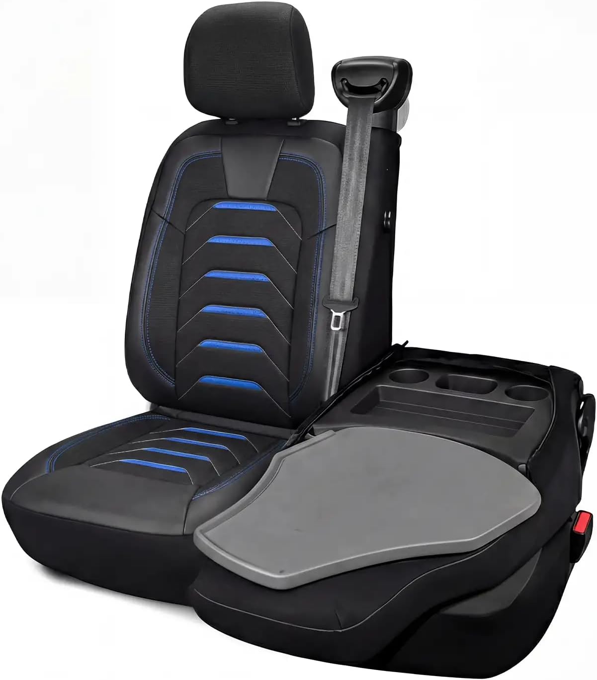 Housses de Siège Auto Universelles 2+1 pour Renault Master (2011-2025), Opel Movano (2022-2024) - Housses de Siège Avant Voiture en Lin, Noir Bleu Housse de Siège de Voiture Double