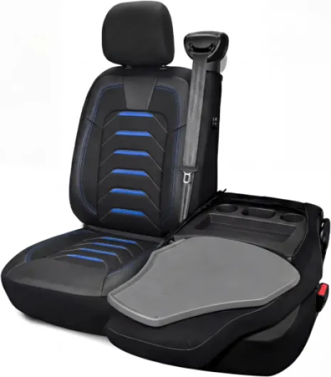 Housses de Siège Auto Universelles 2+1 pour Renault Master (2011-2025), Opel Movano (2022-2024) - Housses de Siège Avant Voiture en Lin, Noir Bleu Housse de Siège de Voiture Double