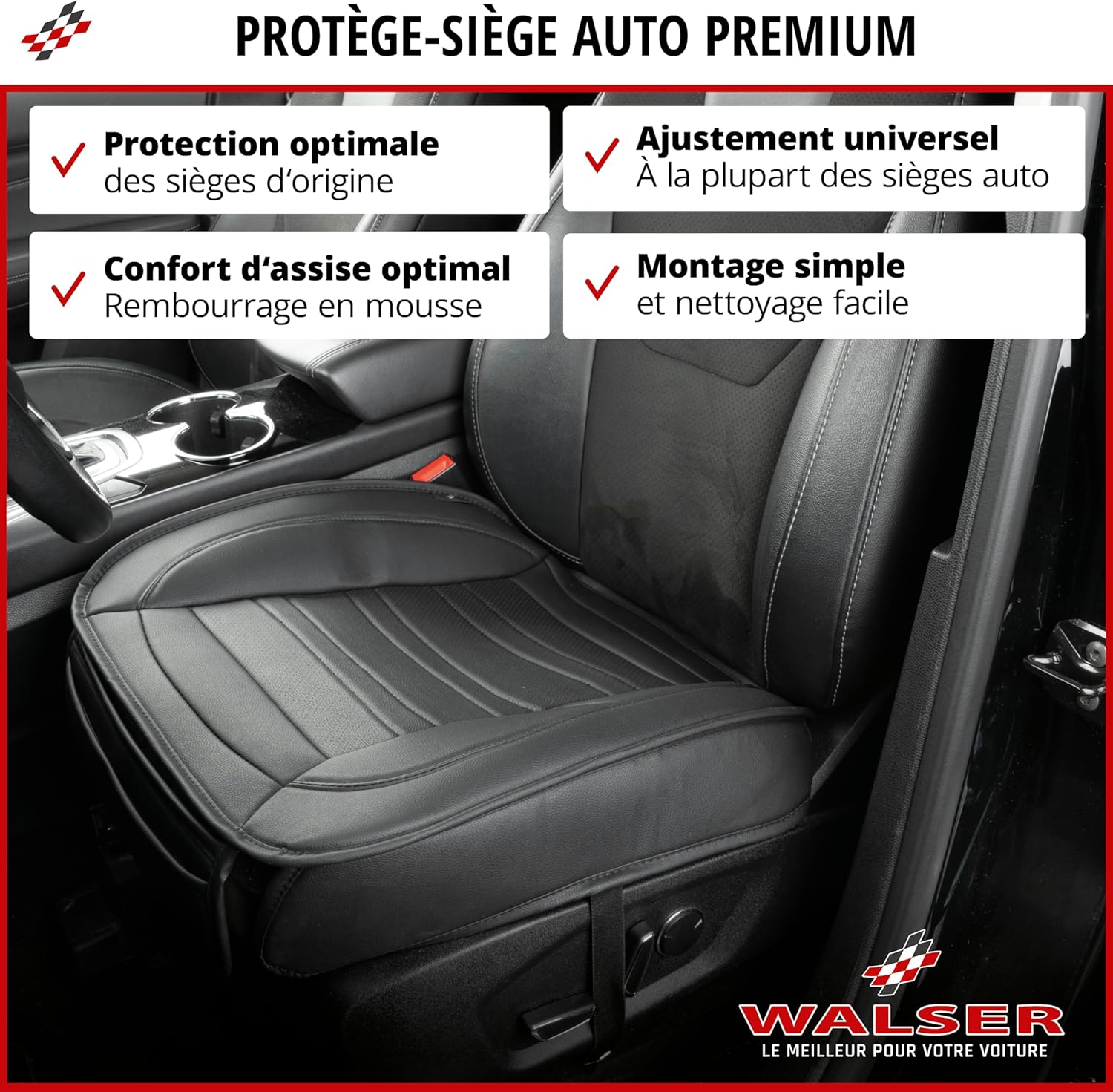 Housse de siège auto Fernando, Housse de siège auto sièges avant, Housse de siège auto 1 pièce, Protège-siège auto siège avant, Coussin de siège auto siège conducteur, Car Seat Cover noir 1: Siège avant
