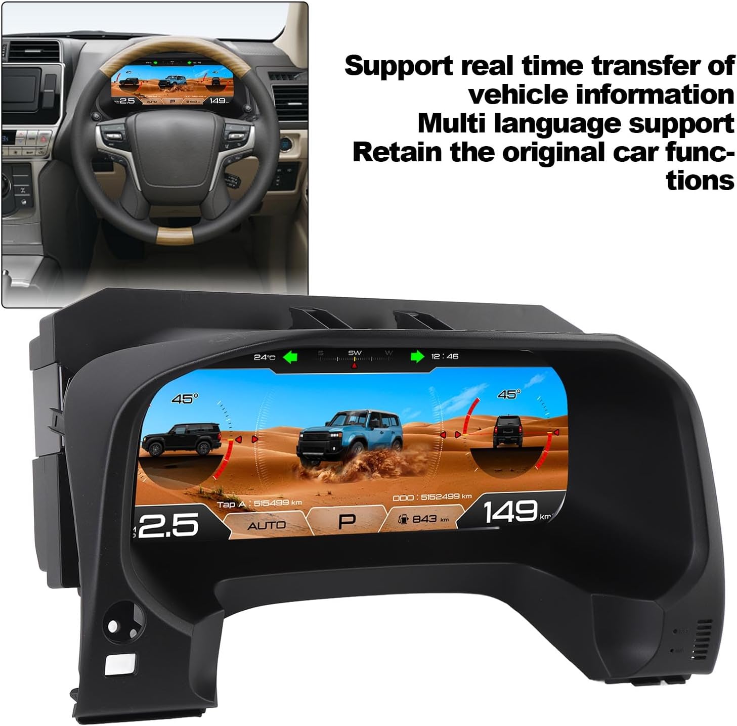 Digital GPS Speedometer Car Car LCD Digital Cluster Digital Dashboard Panneau LCD Panneau Numérique Panneau de Vitesse pour le Camion de Voiture 2018-2023