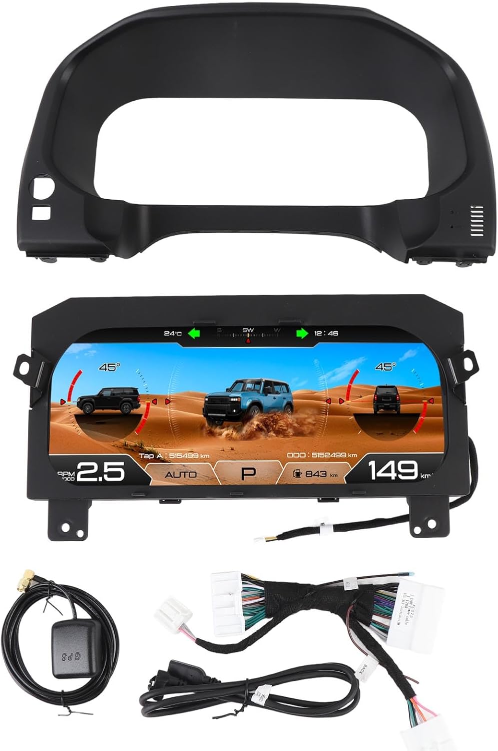 Digital Dash, 12,3 Pouces Car LCD Digital Cluster Instrument Dash Dashbetter Speed ​​Breed Panneau Panneau pour 2018-2023