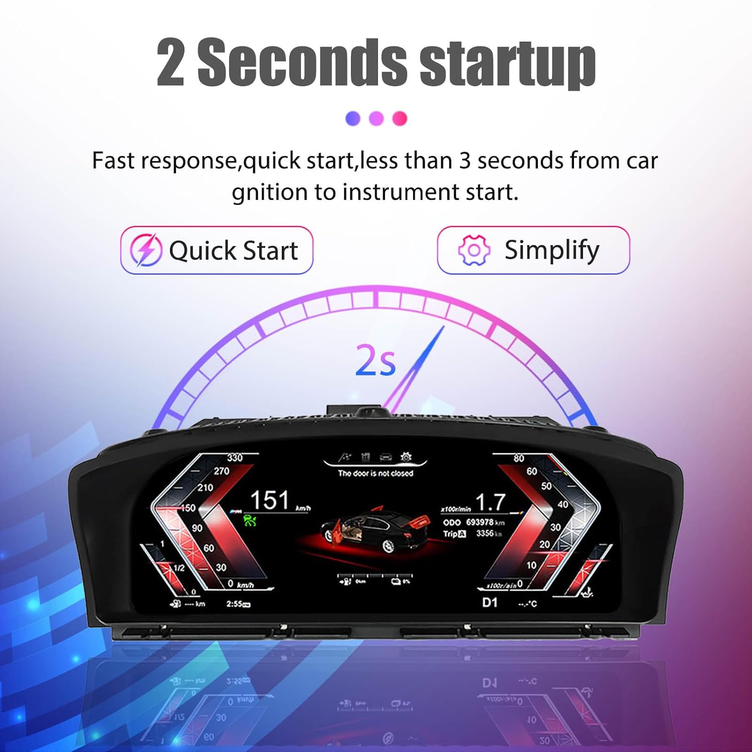 12.3 inch Digital Dash Instrument Cluster for BMW 7 Series E65 E66 2004-2008, LCD Digital Panel Speedometer car Dashboard Replacement Digital Gauge Cluster