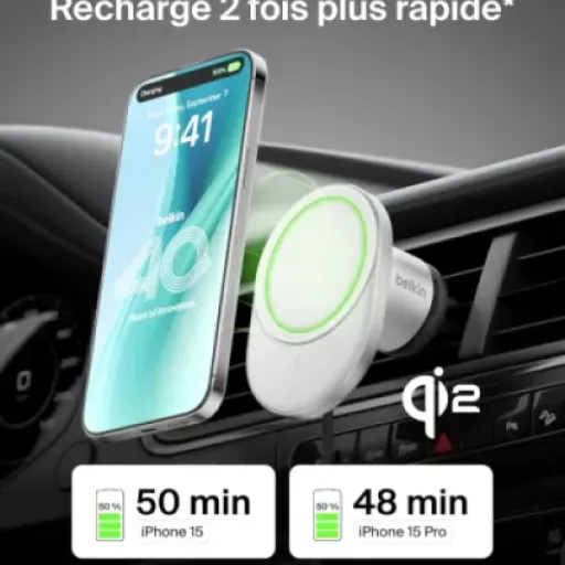 Test Belkin BoostCharge Pro Qi2 : le support MagSafe de voiture qui fait (presque) tout bien