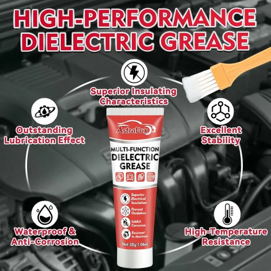AstraVox Graisse Diélectrique, Avec Pinceau, Graisse Silicone Pour Connecteurs Électriques, Bougies d'Allumage, Joints Toriques, Joint Robinet, Filtre à Eau, Protection d'Isolation, Étanche (1)