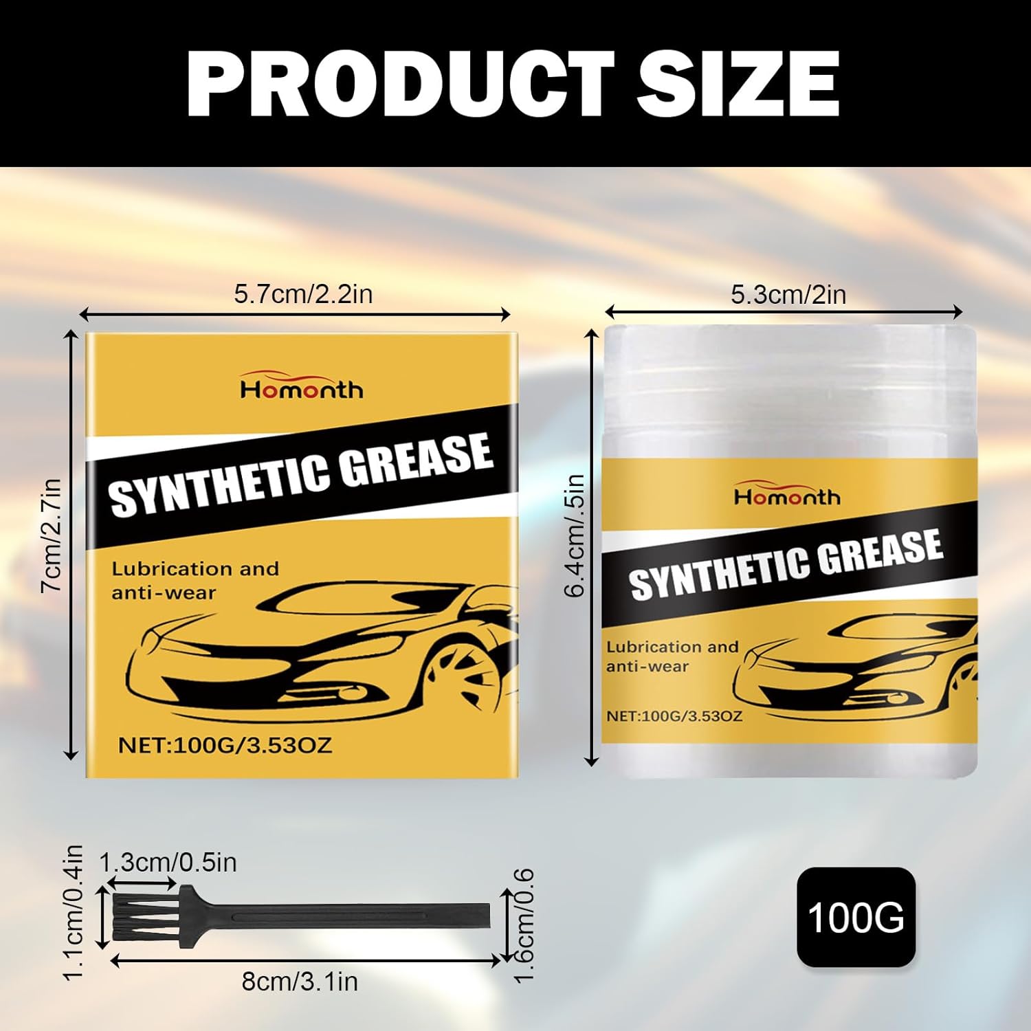 100g Lubrifiant Multi Usage, Graisse d'Entretien Automobile, pour Voitures et Domestique, Graisse Automobile Haute, Température avec Brosse, Idéal pour les Mécanismes de Frein, Roulements