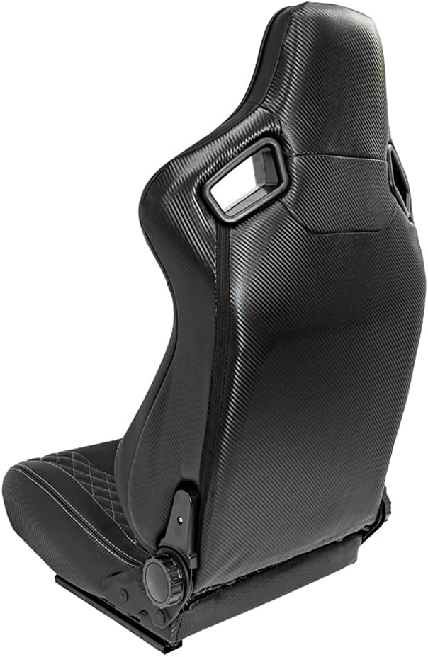 Siège baquet 'AK' - Simili Cuir Noir + Surpiqûres argent - Dossier réglable - incl - glissières Noir 0