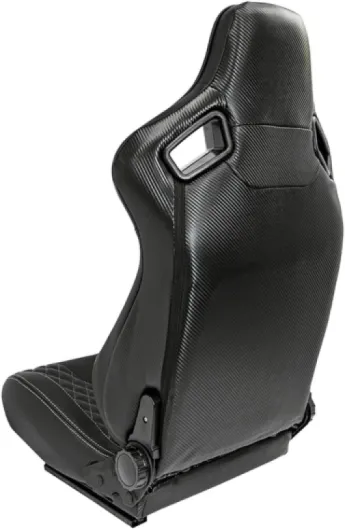 Siège baquet 'AK' - Simili Cuir Noir + Surpiqûres argent - Dossier réglable - incl - glissières Noir 0