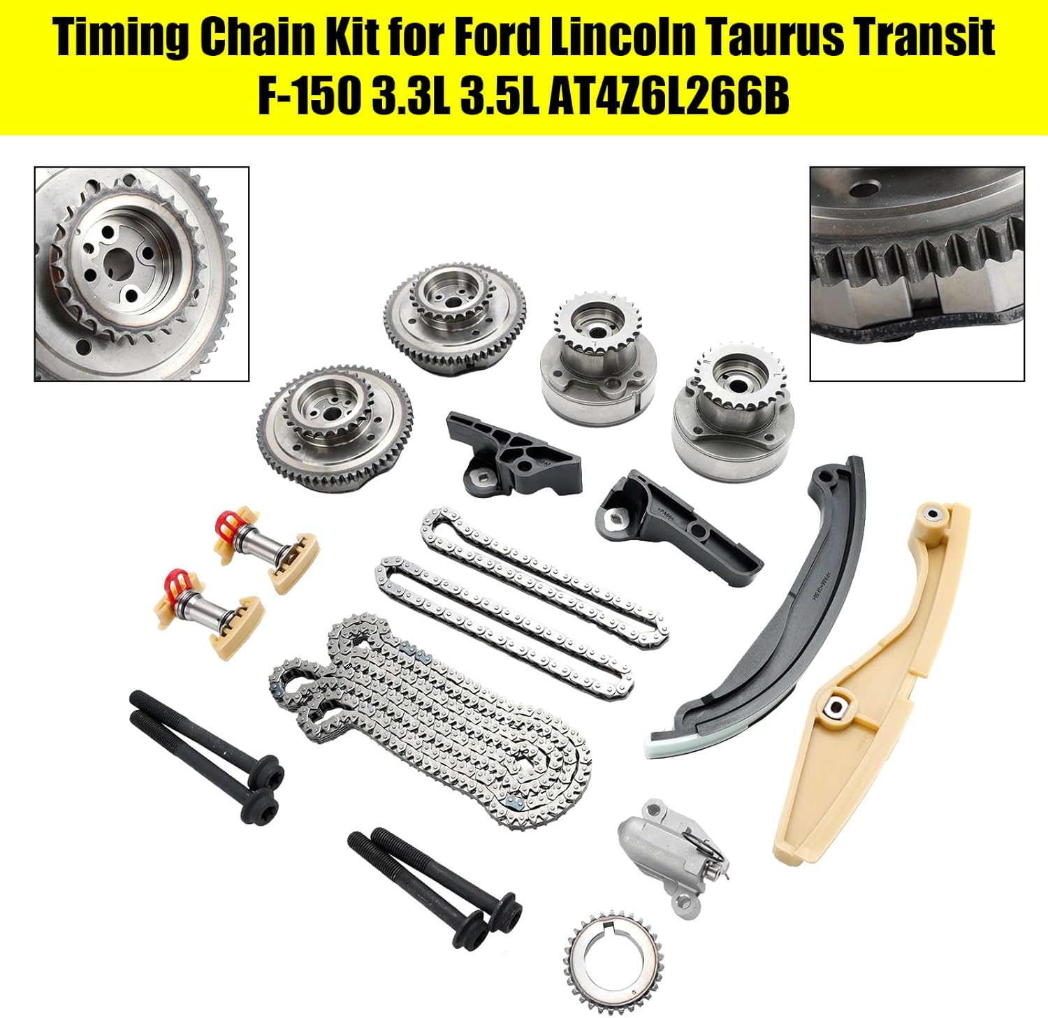 Bruce & Shark Timing Chain Kit AT4Z6L266B pour pourd Edge Explorer F-150 Mustang Taurus Transit 3.3L 3.5L 3.7L and pour Lincoln MKX Mark LT Nautilus Navigator