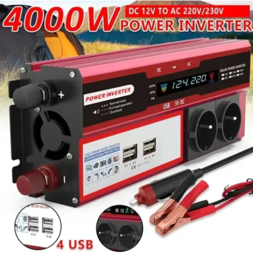 Test Convertisseur 4000 W 12V→220V (marque inconnue) : gros chiffres sur la boîte, réalité plus modeste