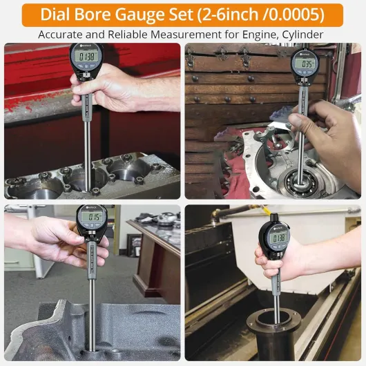Jauge d'Alésage Numérique 50-160mm 12 Têtes Remplaçables Comparateur Intérieur Numérique Précision 0.01mm en Alliage d'Aluminium Mesure de Cylindre Profonde 150mm Outil Métrologie Atelier Auto 50–160mm / 12 sondes / Gris