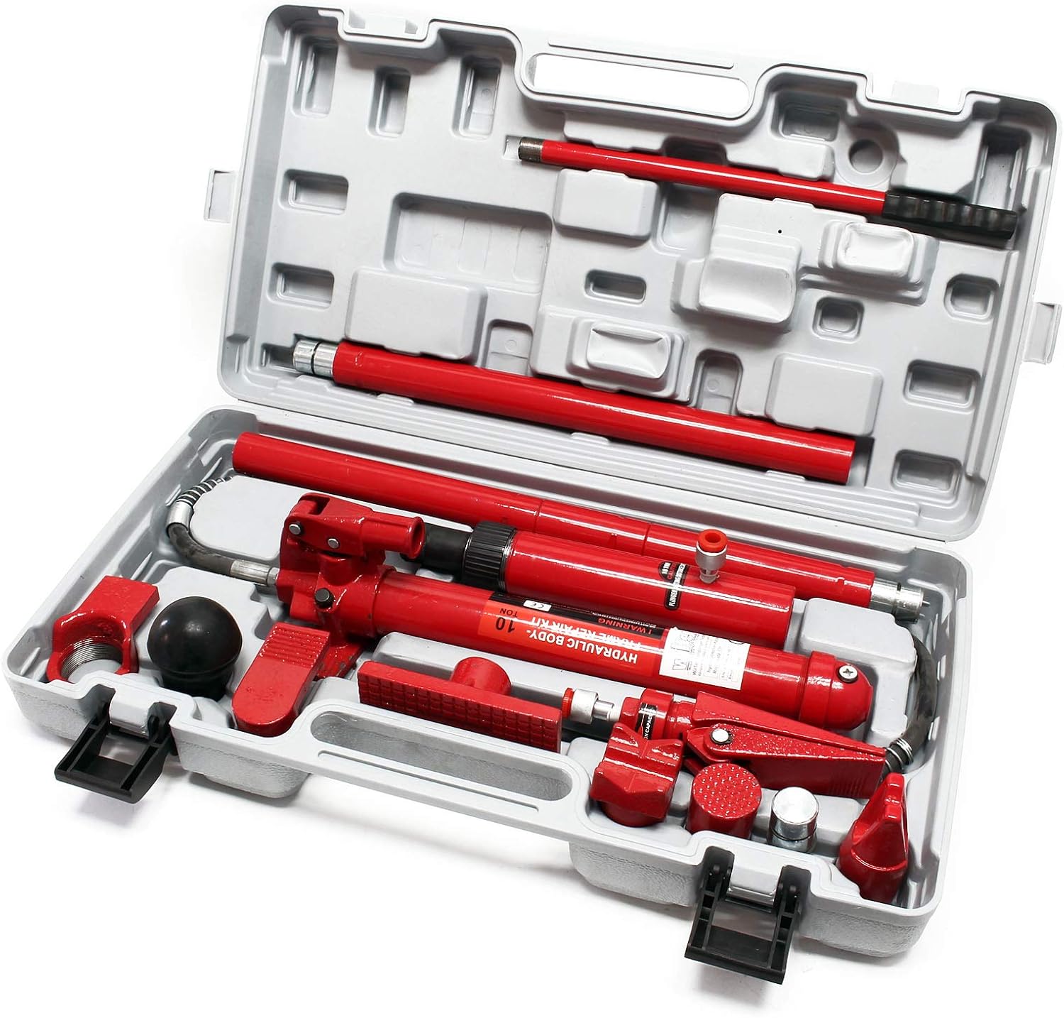 Kit de redressage hydraulique Force de Pression de 10 t, cric, Support de Plafond, cric mécanique avec Coffret et Accessoires, Presse pour débosseler Les Voitures