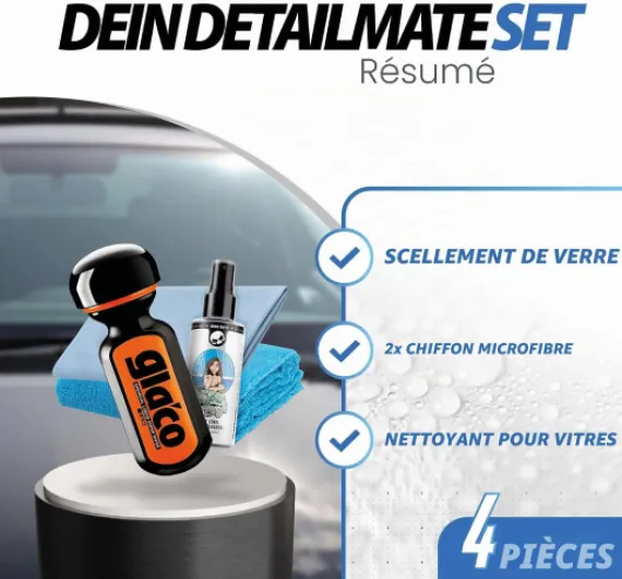 Detailmate Kit de scellage pare-brise pour voiture et douche - Effet lotus Soft99 Ultra Glaco Vitrifiant 70ml + nettoyant pour vitres 100ml + chiffon microfibre en verre + chiffon polissage moelleux