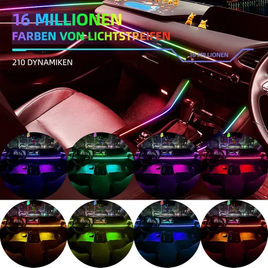 Éclairage Intérieur LED de Voiture,6 in 1 RGB Bande Lumineuse à LED de Voiture,16 Millions de Couleurs Lampe,210 Modes de Clignotement,Contrôle APP