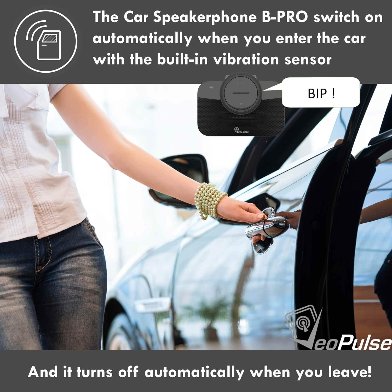 B-Pro 2 B Kit Main Libre Voiture Bluetooth avec allumage et Connexion Automatique pour téléphoner en sécurité et légalité au Volant