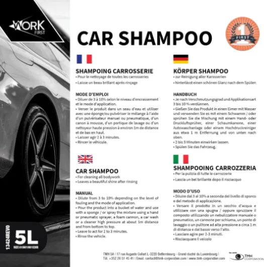 Shampoing Nettoyant Voiture Efficace Sans Trace et Haute Brillance Economique et Concentré - Lavage haute pression ou Mains (Bidon - 5L) 5 l (Lot de 1)