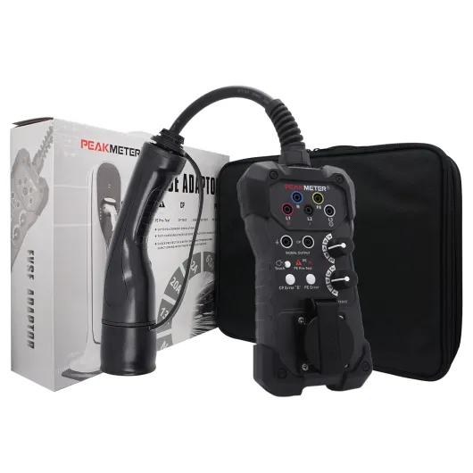 Adaptateur EVSE, test de station de charge de type 2, analogique PP et CP, multimètre et oscilloscope connectables, prise schuko intégrée, LED intégrée pour indicateur de phase
