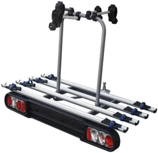 MENABO Race 4 Porte-vélos d’attelage Pliable À 4 supports + Coffre à bagages Boxxy Noir
