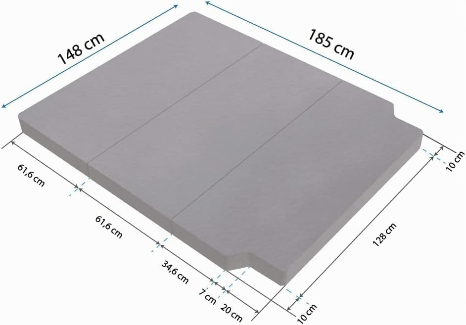 KFoam.ES Matelas Pliable pour Volkswagen T4, T5, T6, T6.1 Multivan, California Beach, Caravelle, Transporter, Camping-Car, Camper Van 185x148x8cm