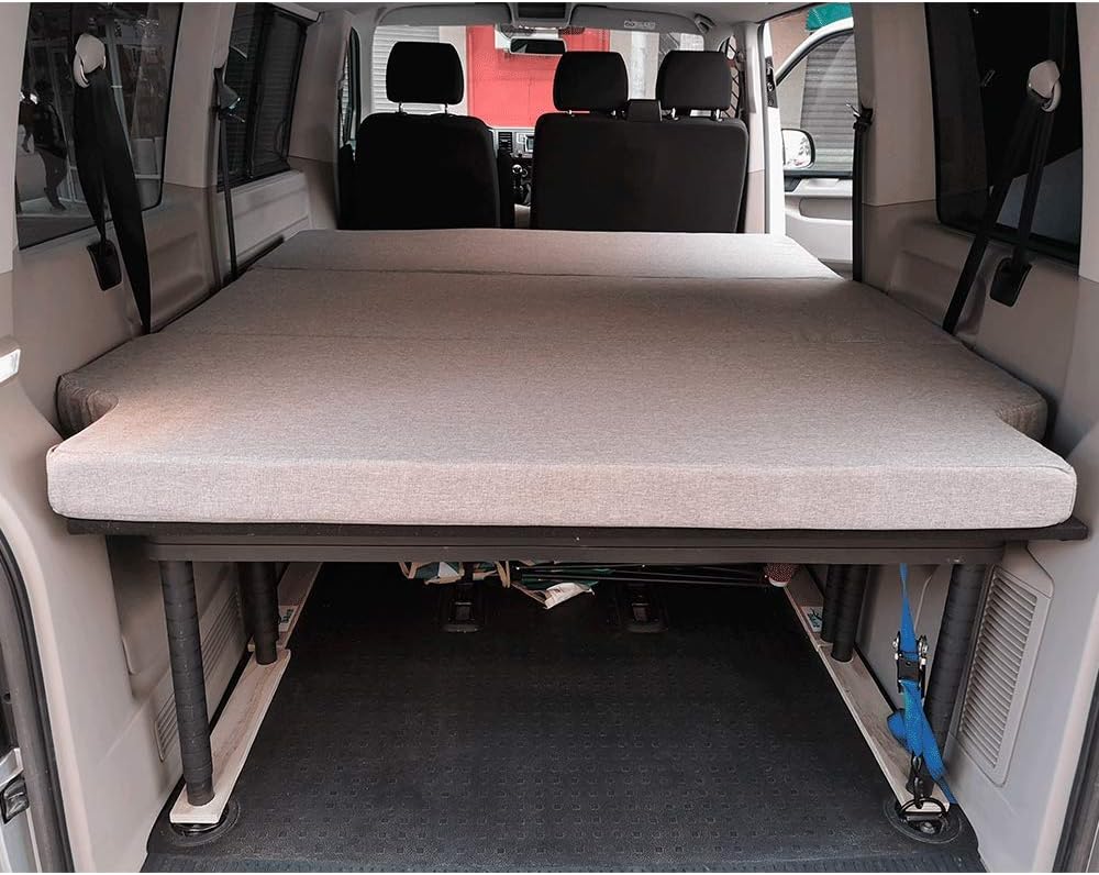 KFoam.ES Matelas Pliable Mousse Visco-élastique pour Volkswagen T4, T5, T6, T6.1 Multivan, California Beach, Caravelle, Transporter, Camping-Car, Camper Van 185x148x8cm