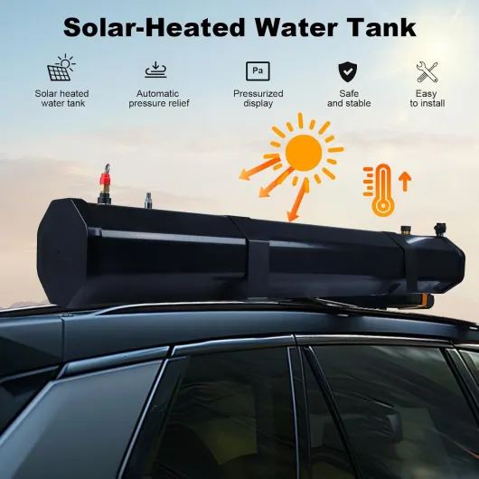 Douche Camping, Douche Solaire Exterieure, 30L Réservoir d'eau sous Pression, Montage sur Barres de Toit des Véhicules Tout-Terrain, des Pick-Ups et des SUVs etc