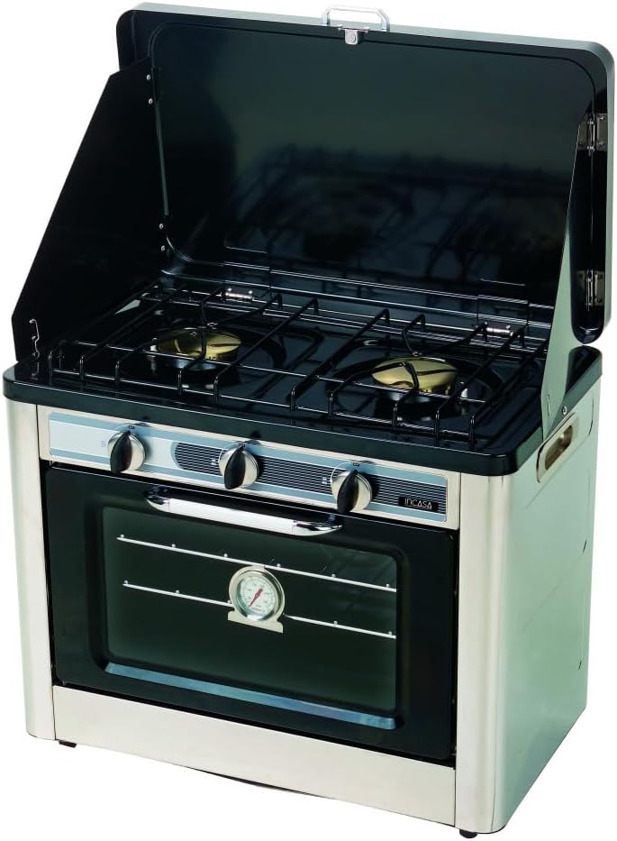 INCASA Four Combiné 25L / Réchaud à Gaz 2 Feux Camping