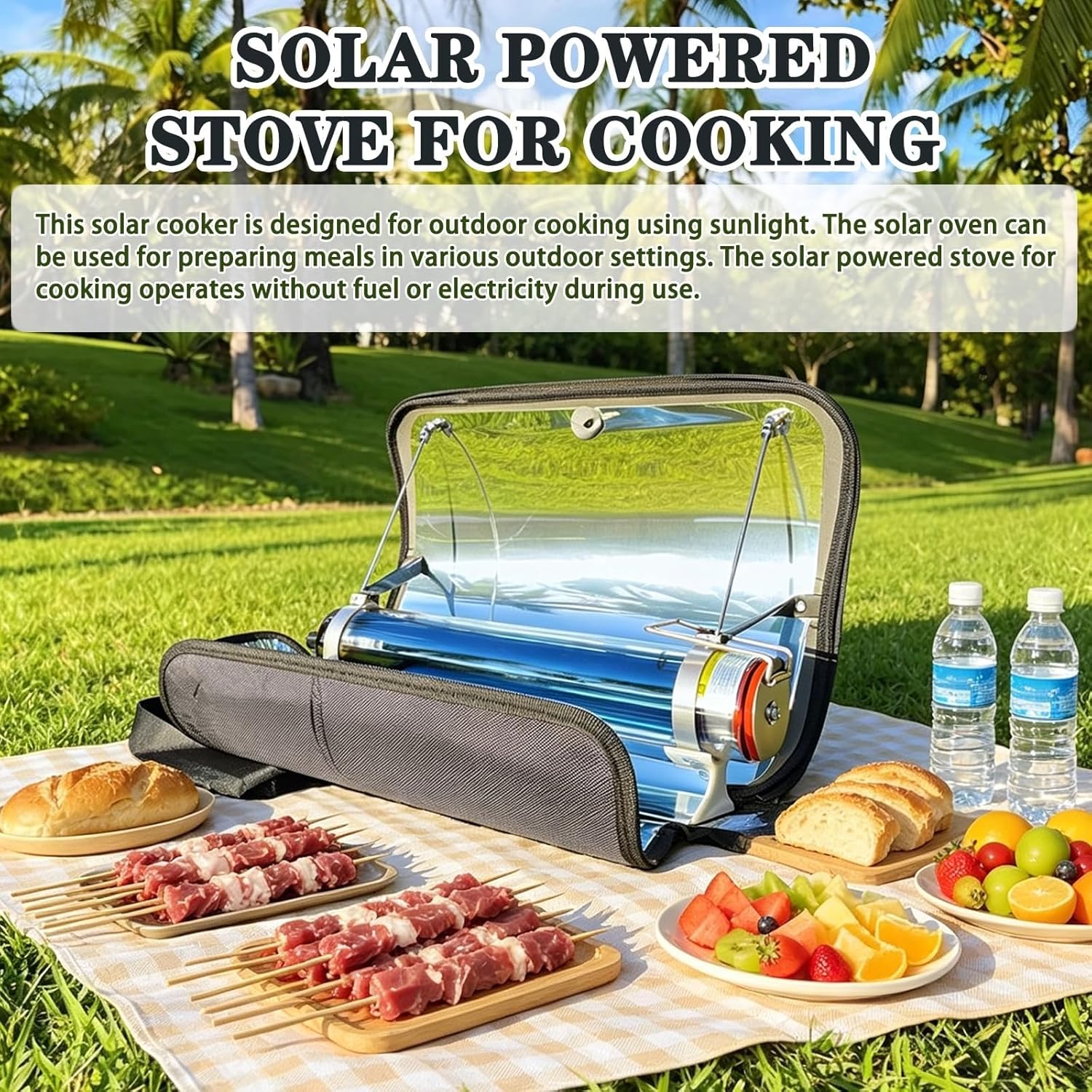Four Solaire Portable Et Barbecue De Camping À Énergie Solaire - Cuisinière Solaire Compacte Et Grill Portable Pour La Randonnée, Le Camping-car Et La-Cuisine D'urgence En Plein Air(S)