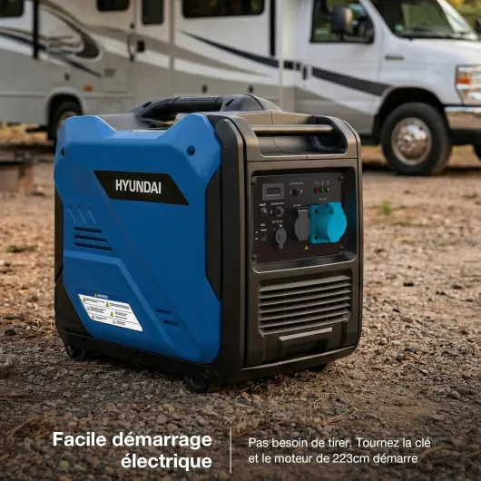 Générateur Onduleur 5.5 kW Essence, 5000 W Puissance Continue, Démarrage Électrique, Sinus Pur, Niveau Sonore 69 dB – Idéal pour Grandes Caravanes et Camping-Cars - 5.5kW