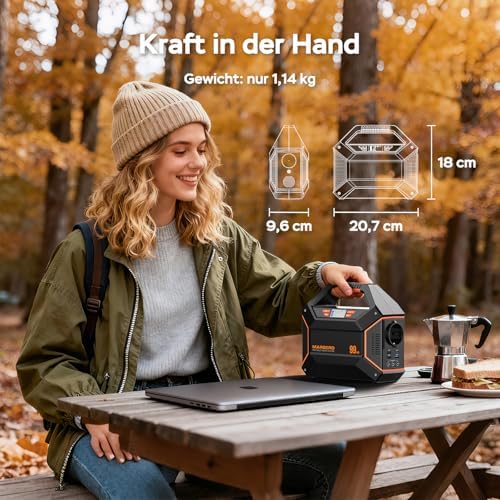 MARBERO Générateur de Courant Portable 27.000mAh avec Panneau Solaire 30W, Power Bank 99Wh avec Prise AC 150W Max et Lampe LED SOS, pour Camping Urgence Maison Voyages et Travail