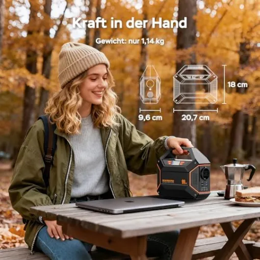 MARBERO Générateur de Courant Portable 27.000mAh avec Panneau Solaire 30W, Power Bank 99Wh avec Prise AC 150W Max et Lampe LED SOS, pour Camping Urgence Maison Voyages et Travail