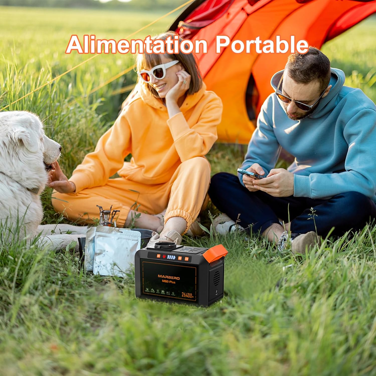 MARBERO Générateur Solaire Portable 26.400mAh & Panneau Solaire 30W Pliable avec Sac, Power Bank avec Prise AC 120W Max, Station d'Alimentation pour Urgence Domestique Camping Outdoor