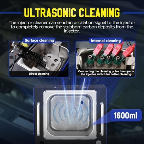 V209 Nettoyeur et testeur d'injecteur à ultrasons GDI EFI FSI Piezo 220 V 4 cylindres, 10 Fonctions, Nettoyage et vérification automatiques pour injecteur de Voiture et Moto