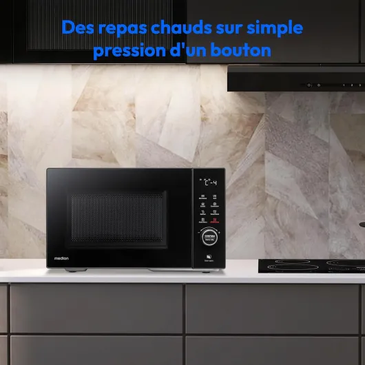 Micro-ondes avec gril et air chaud (23 litres, 900 watts, 1000 watts gril, 1680 watts fonction air chaud, 11 programmes automatiques, 5 niveaux de puissance, fonction décongélation, inox, MD120 23 Liter Grill + Air chaud
