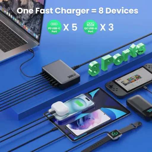 Test chargeur USB-C 300W QODJN : un seul bloc pour tout le bureau… ou presque
