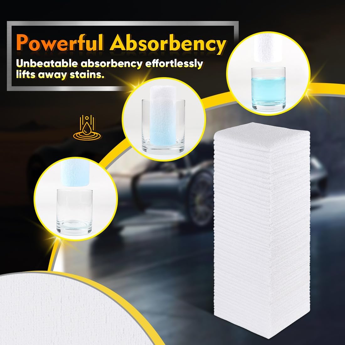 HOMEXCEL Lot de 100 Chiffons en Microfibre,Torchons Lavette Microfibre Ménage,Ultra-Doux, Haute Absorption, Idéal pour Cuisine, Voiture, vitres et Toute la Maison 30 x 30 CM, Blanc 100 Blanc