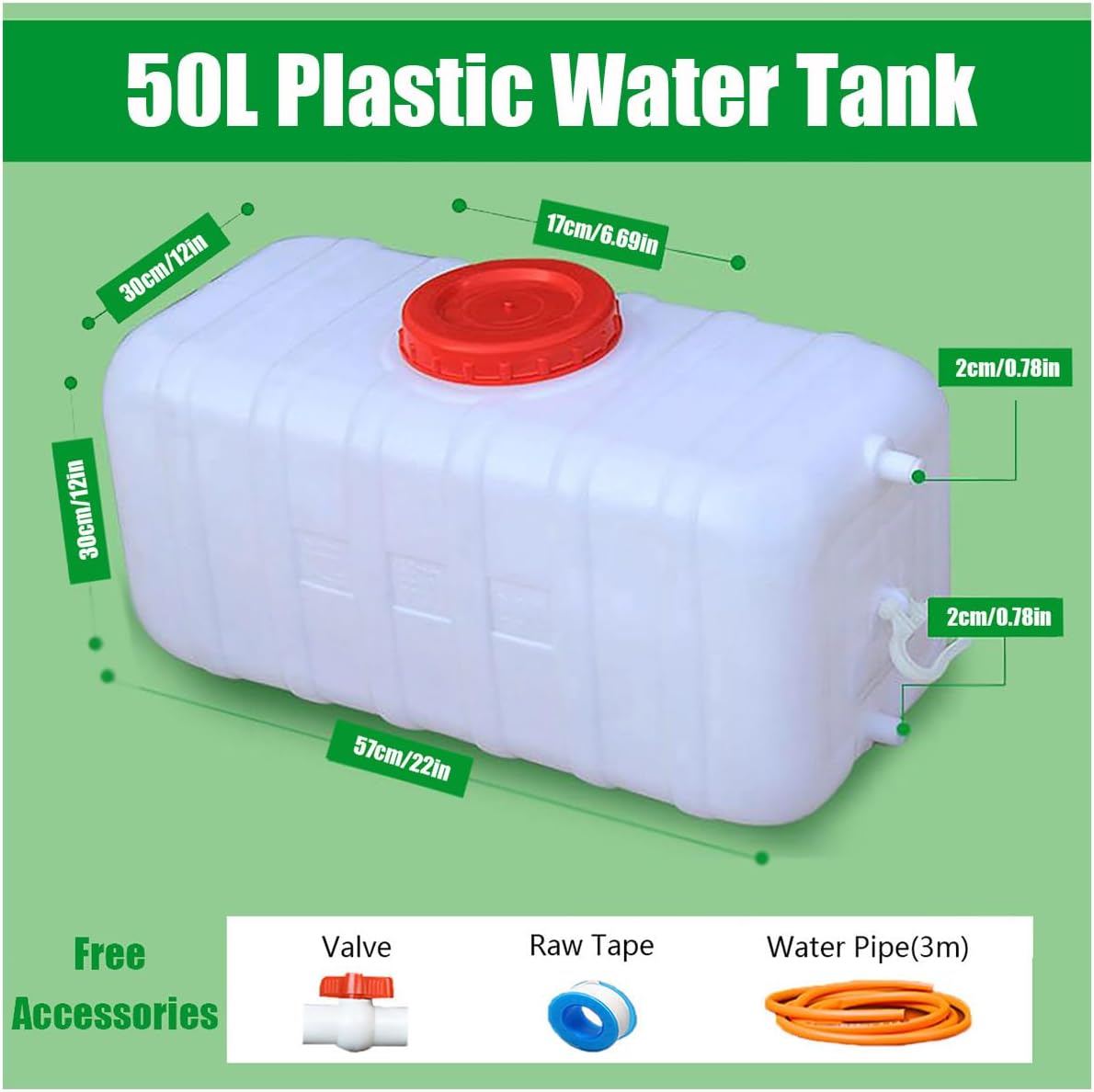 Réservoirs d'eau Domestique 25L/35L/50L/80L/110L/200L Réservoir d'eau，Château d'eau Épaissi Rectangulaire De Qualité Alimentaire avec Robinet pour Le Stockage De l'eau Dom(Size:50L)