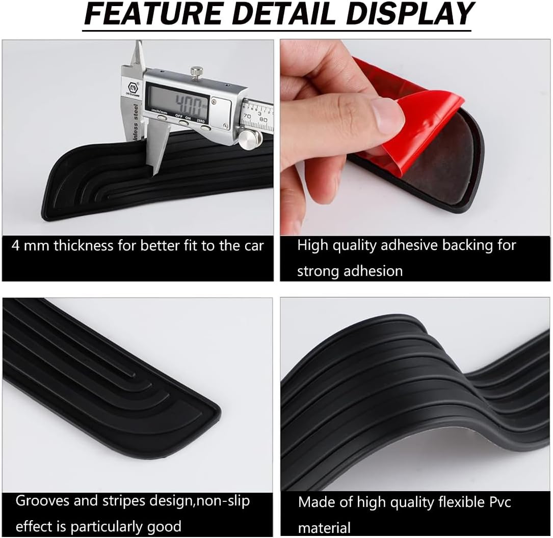 4 Pièces de Protection de seuil de Porte de Voiture, Protection Universelle, PVC Souple, Noir, Rugueux