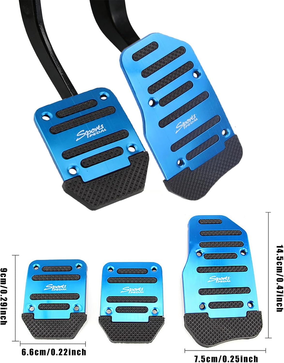 3 Pièces Pédales de Frein de Voiture antidérapantes, Antiderapant Pédales D'accélérateur De Frein D'embrayage Repose-Pieds Kit, frein, Accélérateur et repose-pied, Bleu
