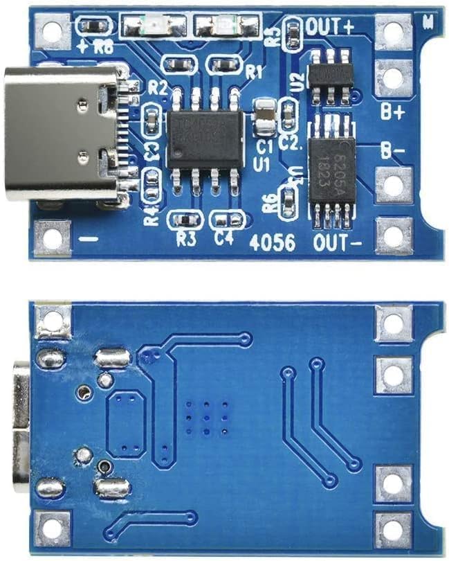 6 Pièces 3.7V 18650 Support de Batterie Boîtier en Plastique Boîte de Rangement avec Wire Leads + 10 Pièces Interface d'entrée de Type C USB 5V 1A 18650 Module de Chargeur de Batterie 10 Pièces Type C USB