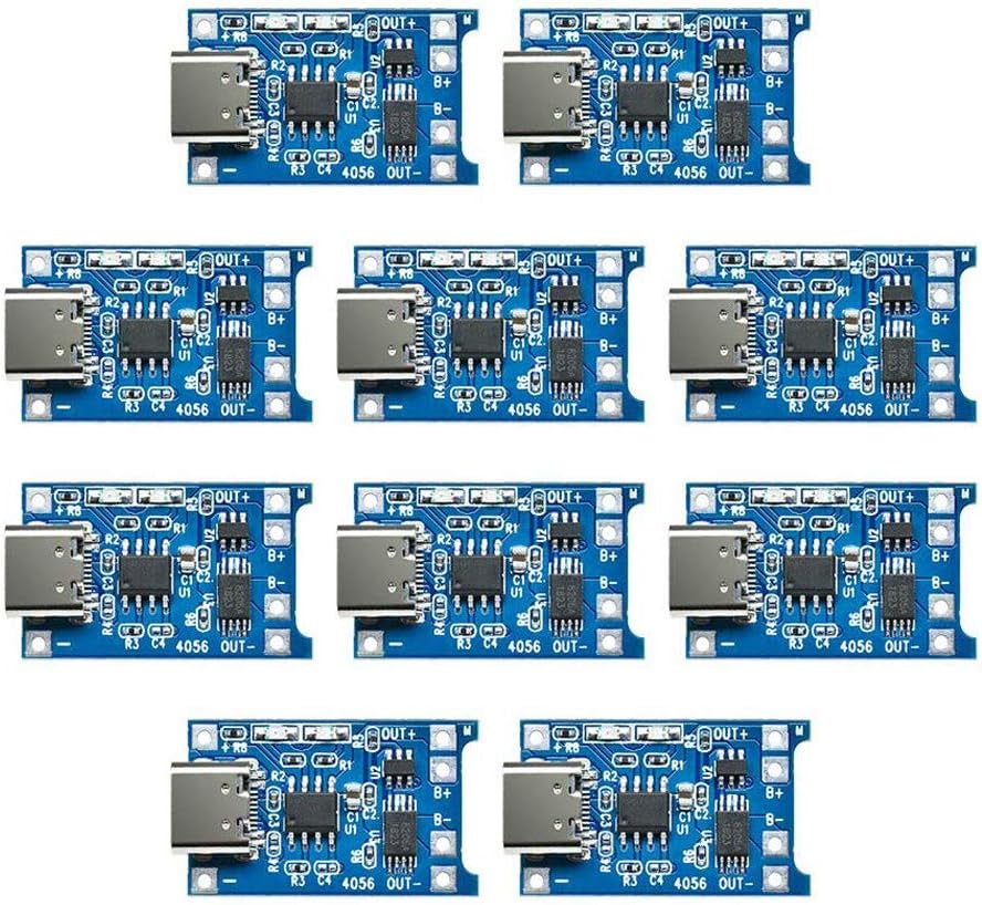 Hailege 10pcs Type-C USB 5V 1A 18650 Lithium Battery Charger Module Carte de Charge avec Double Fonctions de Protection