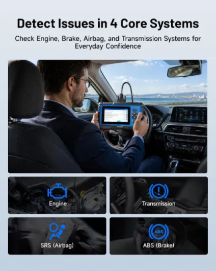 Valise Diagnostic Auto AD600S, Diagnostic Voiture pour 4 systèmes et 9 Réinitialisations(Huile, BMS, ABS, SAS, EPB, DPF, TPMS, régulation de l'accélérateur), Mise à Jour Gratuite Blau