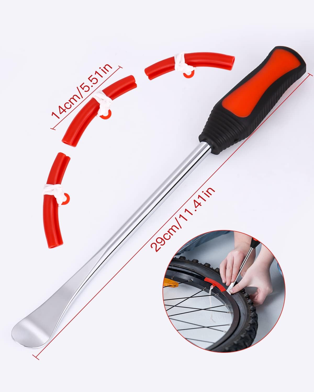 Outil Levier De Pneu, Demonte Pneu, Demonte Pneu Moto, 3 CuillèRes Outil Pneumatique Levier, avec 3 Jantes Protecteurs Roue Cuillères Changement Kit Accessoires pour Auto Moto Vél