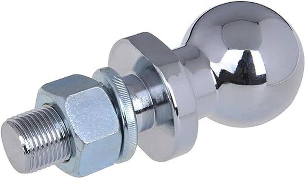 Boule d'attelage de remorque, boulon à tête sphérique 2 t, rail agricole droit, 50 mm Taille Unique Chrome