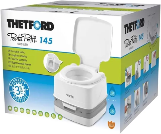 Thetford 92802 Porta Potti 145 Toilette Portable, Blanc-Gris, 330 x 383 x 427 mm