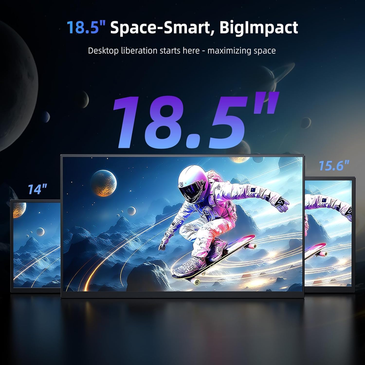 Écran Portable 18,5 Pouces 120Hz avec VESA & béquille, 125% sRGB 1080P 2000:1 FHD FreeSync IPS Grand Jeux Moniteur d'ordinateur avec USB C Mini HDMI pour Laptop/PC/Phone/Console de Jeu 18.5