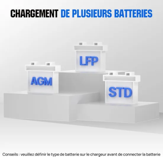 ECO-WORTHY 12V/24V 20A Chargeur de Batterie LiFePO4 avec Options Multi-Courant 5A/10A/15A/20A,détection Automatique de la Tension de la Batterie Plomb-Acide LiFePO4 EPA2420L